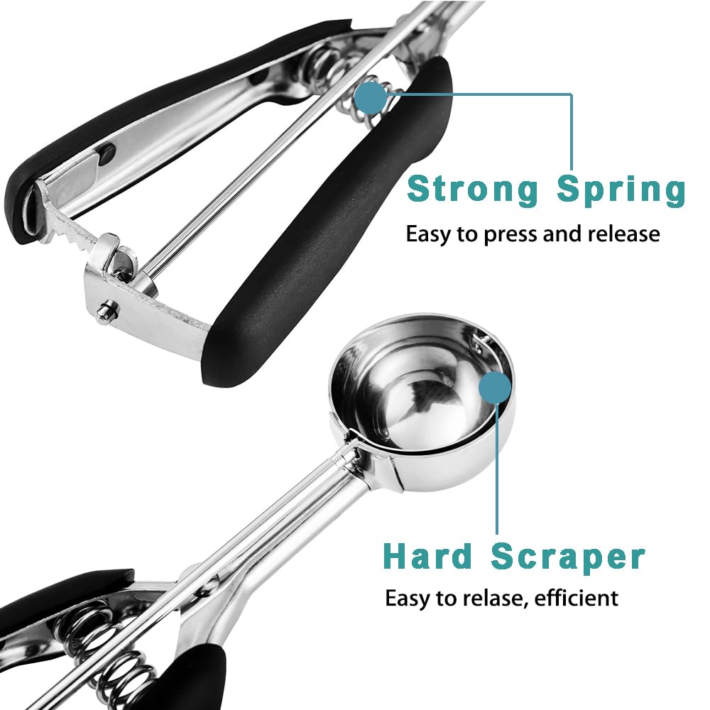 HOMURE H Cookie Scoop 4 Tablespoon, Size #16 Cookie Dough Scoop, Muffin Scoops for Baking, 4 Tbsp/ 60 ml/ 2 oz Cookie Scoop for Baking, Spring-Loaded Scoop, Comfortable Grip