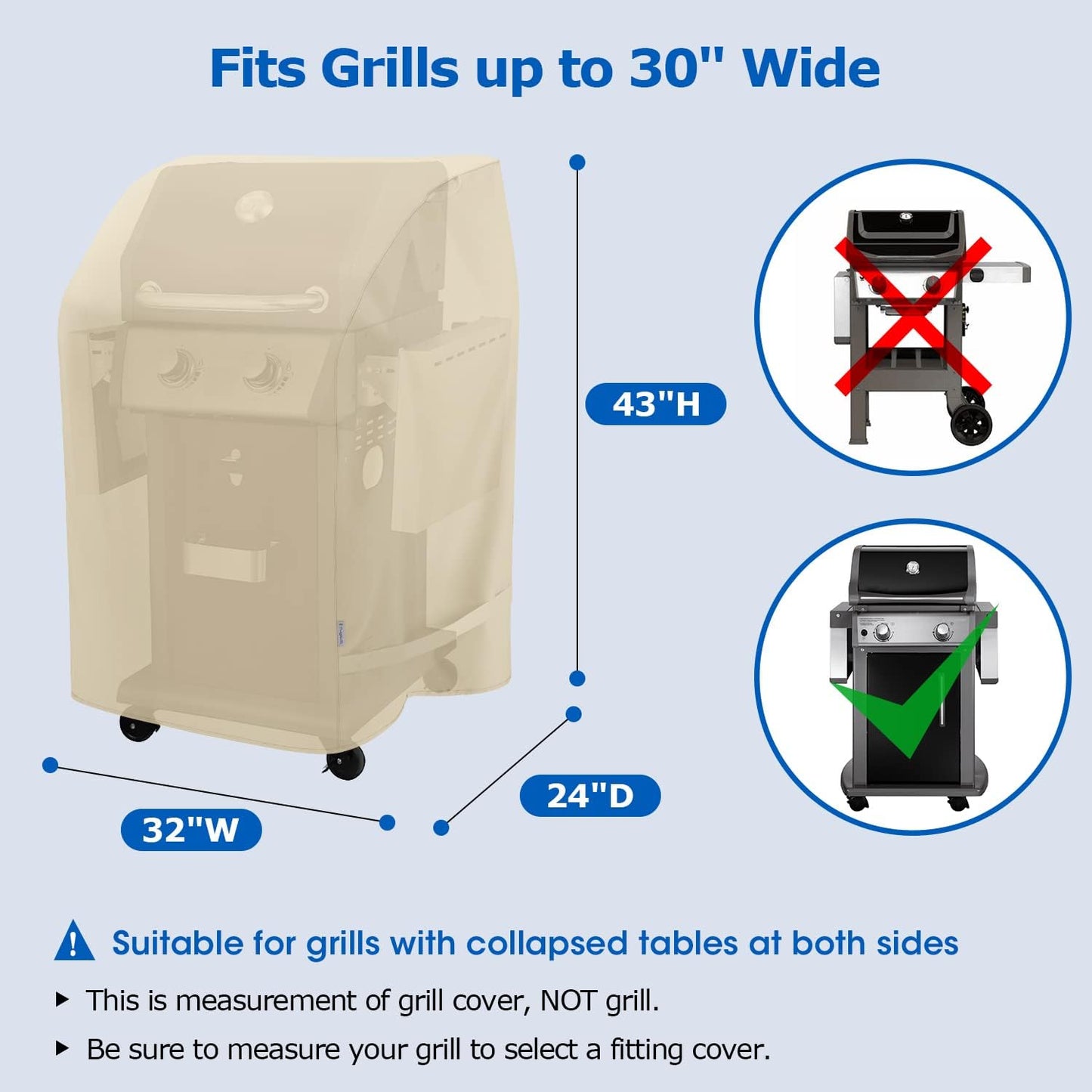 SunPatio 32-Inch Heavy Duty Waterproof Grill Cover - UV & Fade Resistant for Weber, CharBroil, Nexgrill | Beige