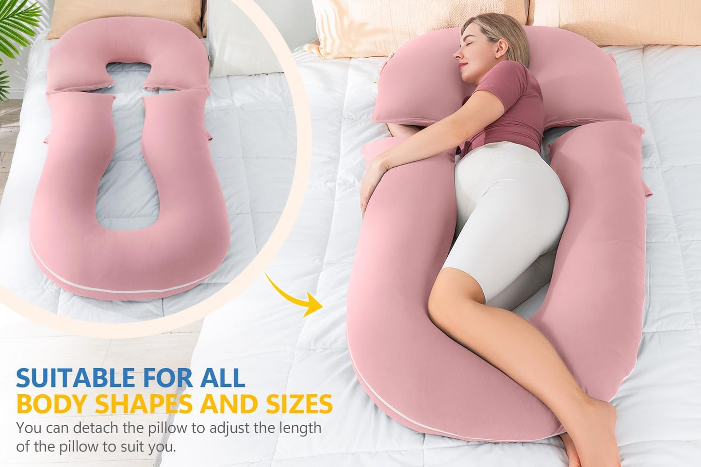 INSEN Pregnancy Pillows, Detachable Body Pillow for Sleeping, Nurse & Relax, Multi-Use Pregnancy Pillows for Pregnant Women, Grey