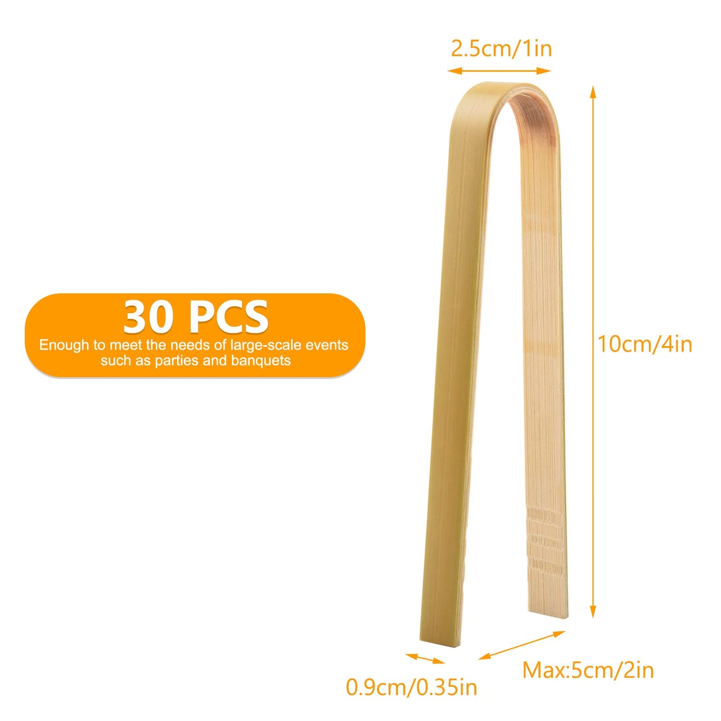 30 Pcs Wooden Tongs for Charcuterie - Mini Bamboo Disposable Tongs for Serving Food, Natural Wooden Cooking Toast