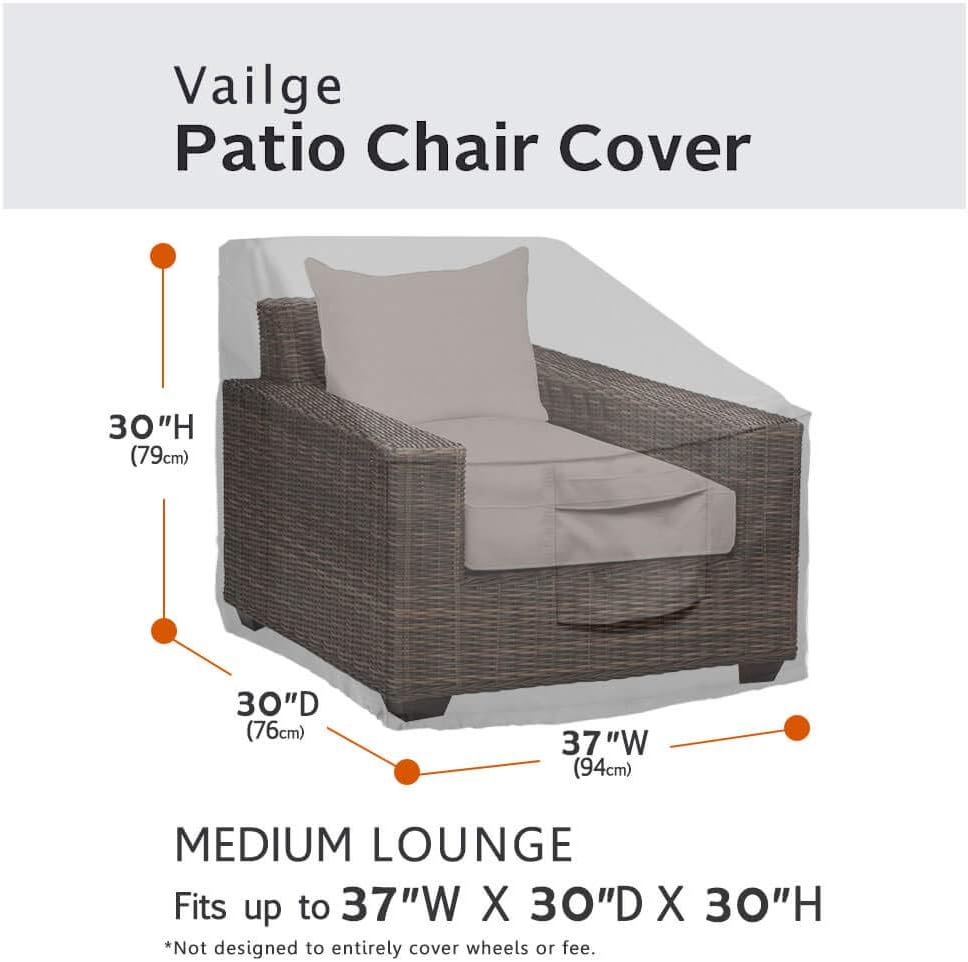 Vailge Patio Chair Covers - Heavy Duty Waterproof Lounge Deep Seat Cover | Small Grey