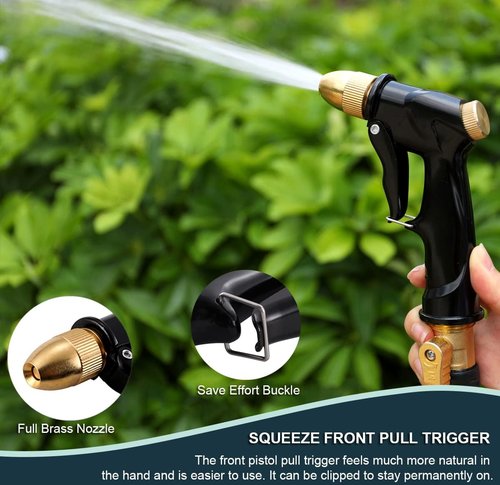 ESOW Heavy Duty Metal Garden Hose Nozzle - Adjustable Brass Spray Gun for High Pressure Watering | Perfect for Plants, Pets, and Cars
