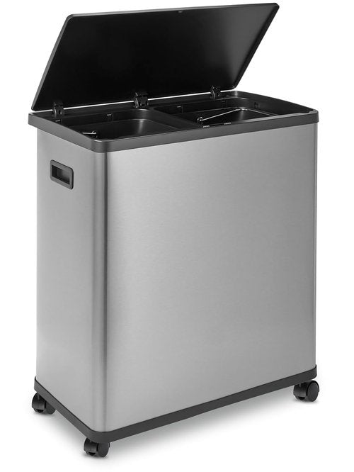 HOLDN’ STORAGE 60L Dual Kitchen Trash & Recycling Bin - Motion Sensor, Soft-Close Lid, Stainless Steel
