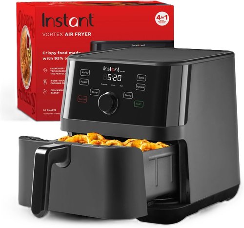 Instant Pot Vortex 5.7QT Air Fryer - 4-in-1 Functions with EvenCrisp Technology | Custom Programs & 100+ Recipes - Black