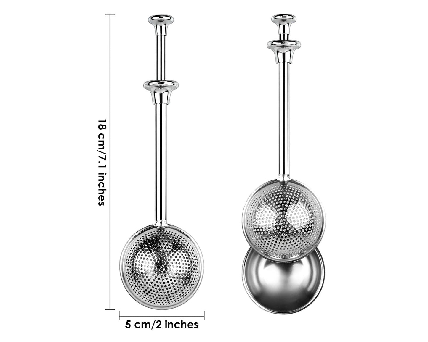 Victhur Flour Sifter 304 Stainless Steel Flour Duster Tea Strainer set of 2 Spring-operated Handle Strainer for Baking, Sifting Sugar, Flour, Spices, and Herbs