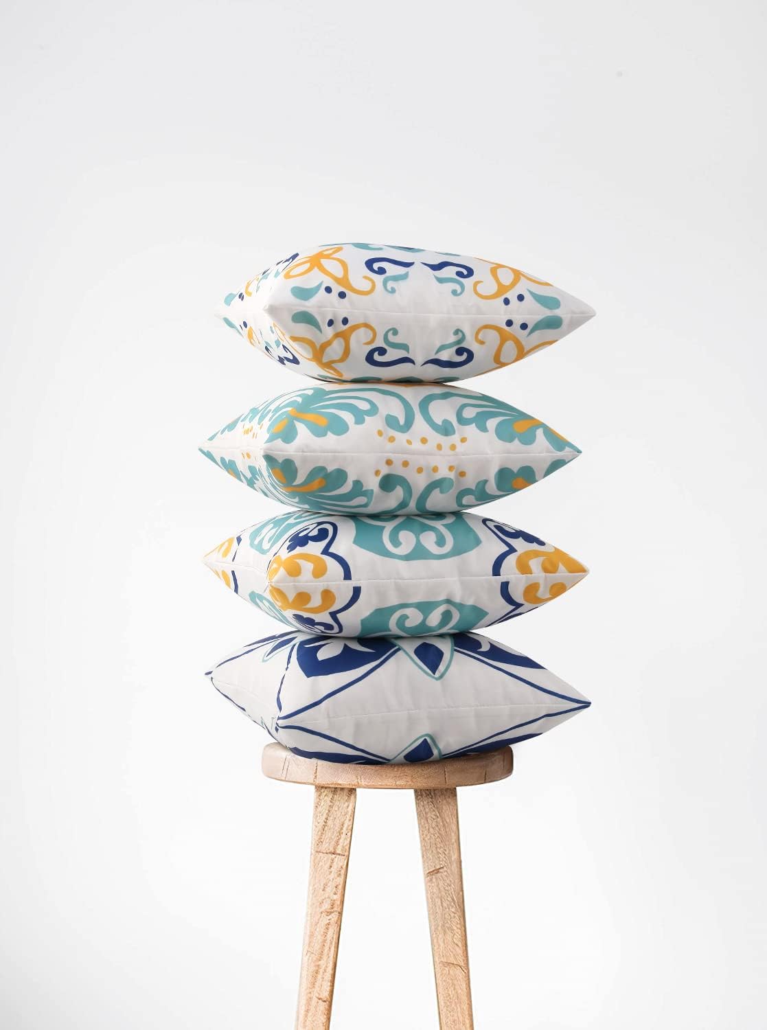 Pyonic Outdoor Pillow Covers - Waterproof 16x16 Spring/Summer Garden Cushion Cases | Set of 4, Blue
