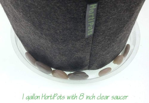 HORTIPOTS Fabric Pots - 1 Gallon Air Pruning Grow Bags - Durable Black & Gray (Pack of 6)