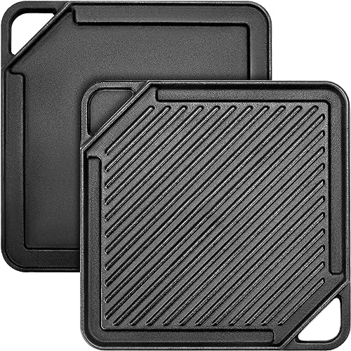 GGC 10x10 Reversible Cast Iron Grill & Griddle for Single Burner Stove