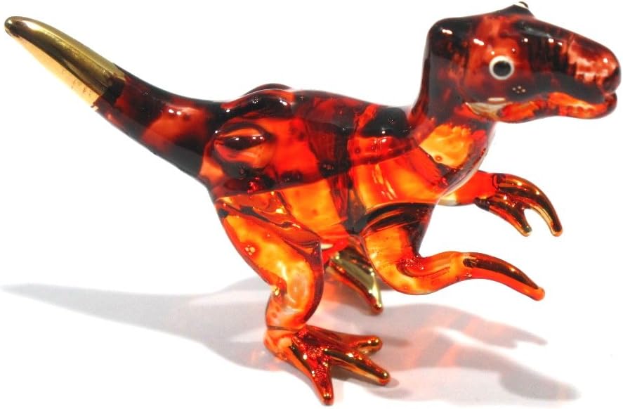 Handmade Mini T-Rex Blown Glass Art Figurine - Unique Jurassic Dinosaur Decor