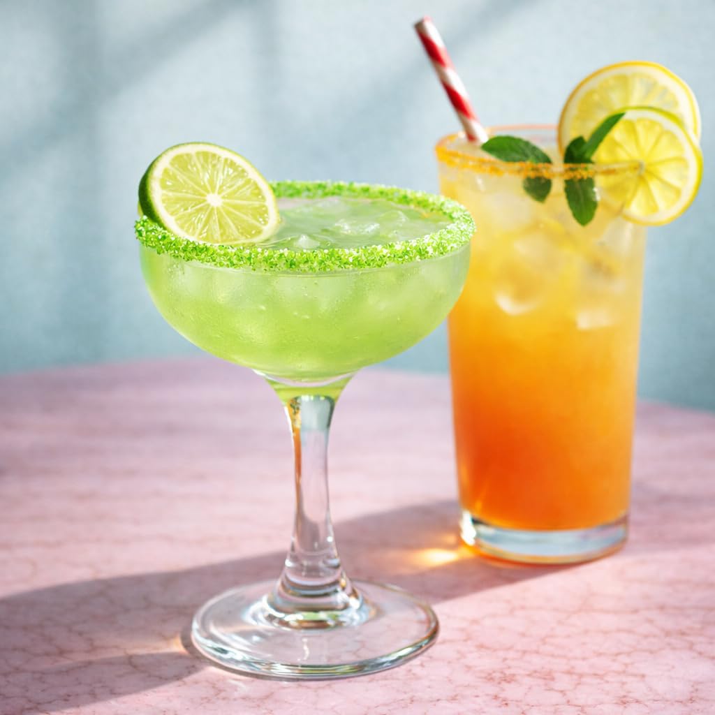 RoxiSpice Margarita Salt Rimmer Set (6 oz, Margarita Lime) Flavored Rimming Garnish for Cocktail Glasses, Complete System with Rim Dish and Wetting Sponge