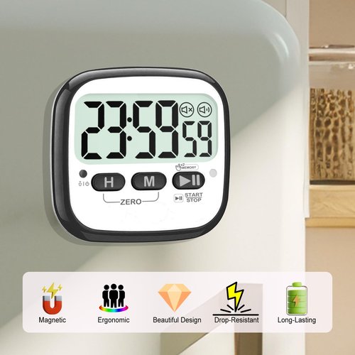 AyayaBoss 2-Pack Magnetic Kitchen Timers for Cooking, Digital Stop Watch Countdown Timer for Kids, Teachers, Classroom, Office, Exercise - Battery Included