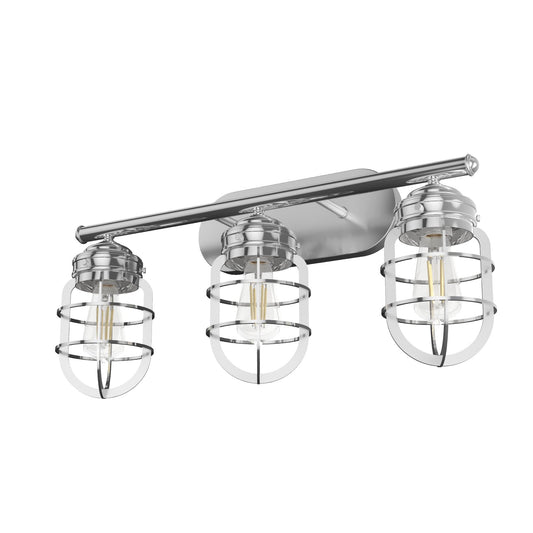Hunter - Starklake 3-light Chrome, Medium Size Vanity Light, Dimmable, for Bedrooms, Kitchens, Foyers, Bathrooms - 19051