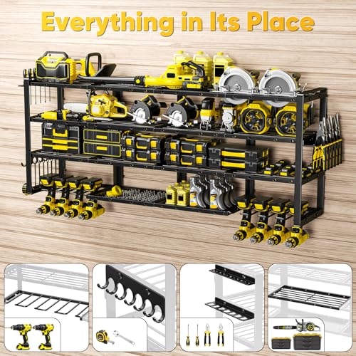POKIPO 64" W Power Tool Wall Mount Organizer Heavy Duty Garage Storage Rack