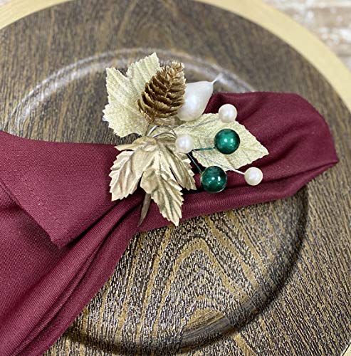 Angel Isabella Christmas Gold & Green Napkin Rings Set of 4 - Cloth Holder Decor