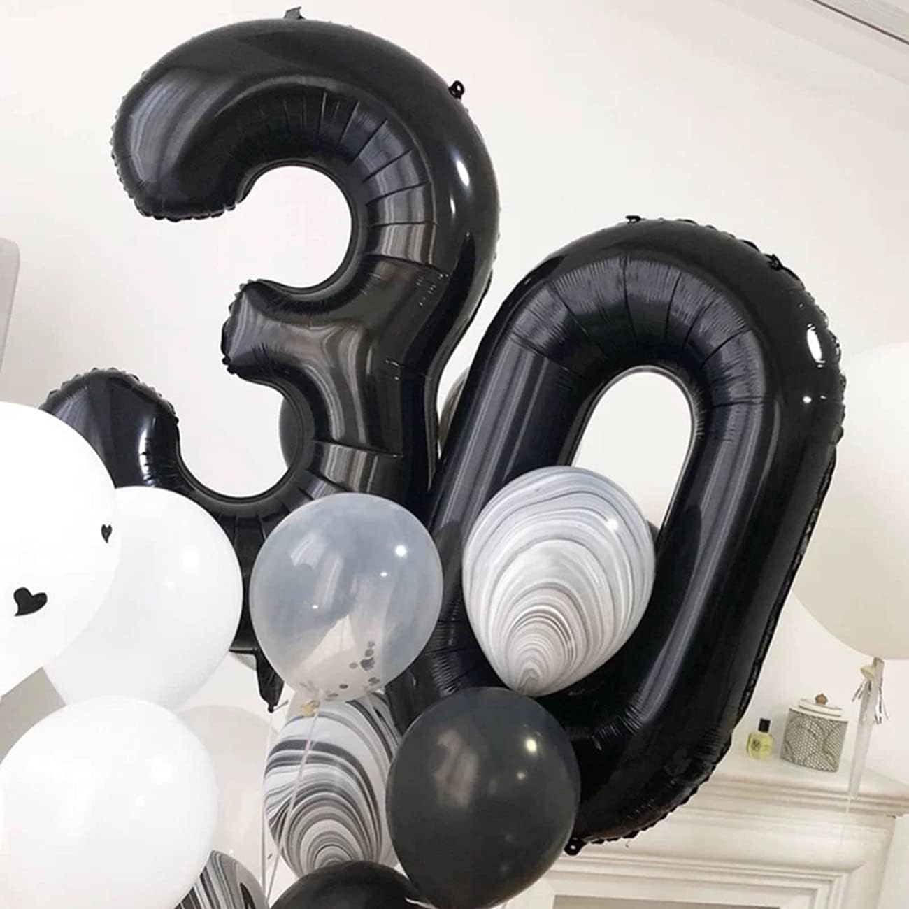 Skiennix Giant Number 30 Balloons - Jumbo Foil Mylar for 30th Birthday & Anniversary Celebrations