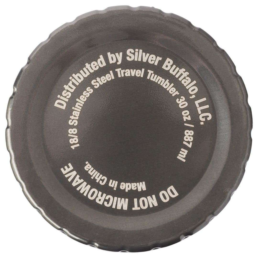 Silver Buffalo Double Walled Vacuum Insulated Stainless Steel Tumbler With Flip Top Lid Keeps Hot and Cold, Travel Coffee Mug Leak Proof Lid, 30 Ounces, Gray