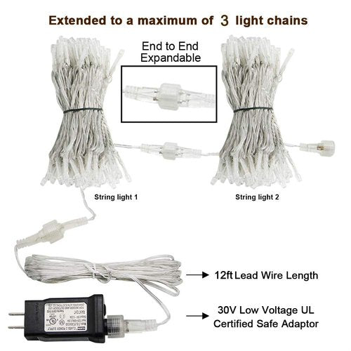 HEYFUNi 304 LED Curtain Lights Outdoor, 9.8Ft*9.8Ft Hanging String Lights Plug in with 8 Modes, Connectable Curtain Fairy Lights for Bedroom, Dorm, Christmas, Wall, Backdrop, Wedding Decor, White