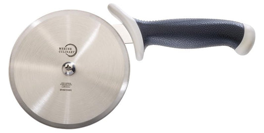 Mercer Culinary Millennia Pizza Cutter with White Handle, 5 Inch Wheel, Stainless Steel