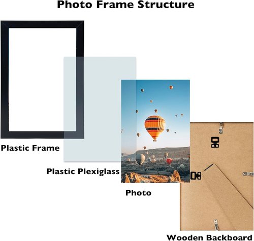 JCJMY 7x10 Picture Frame - Black Wall & Tabletop Display | Versatile Horizontal/Vertical Mounting