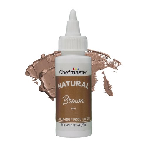 Chefmaster Plant-Based Natural Liqua-Gel Food Coloring - No Artificial Dyes, Ideal for Icing & Fondant (Brown)