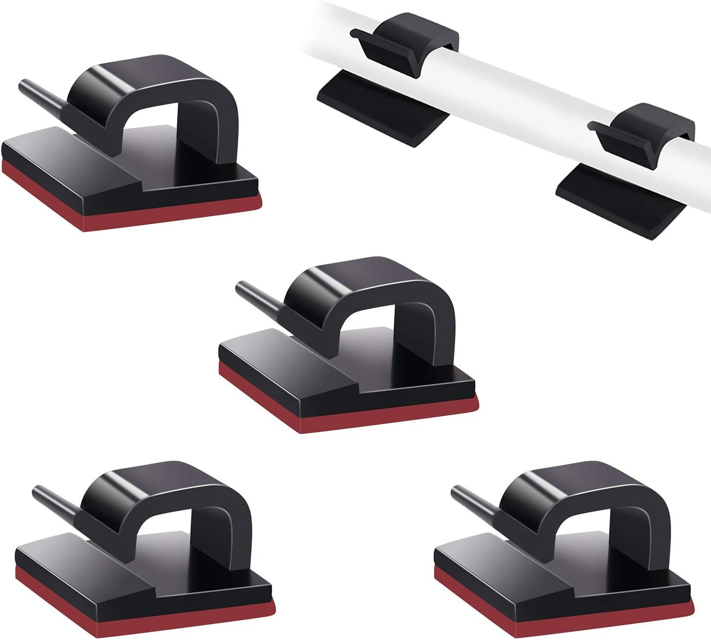 SOULWIT Cable Management Clips - 50 Pcs Self-Adhesive Wire Organizers for Home & Office | Black