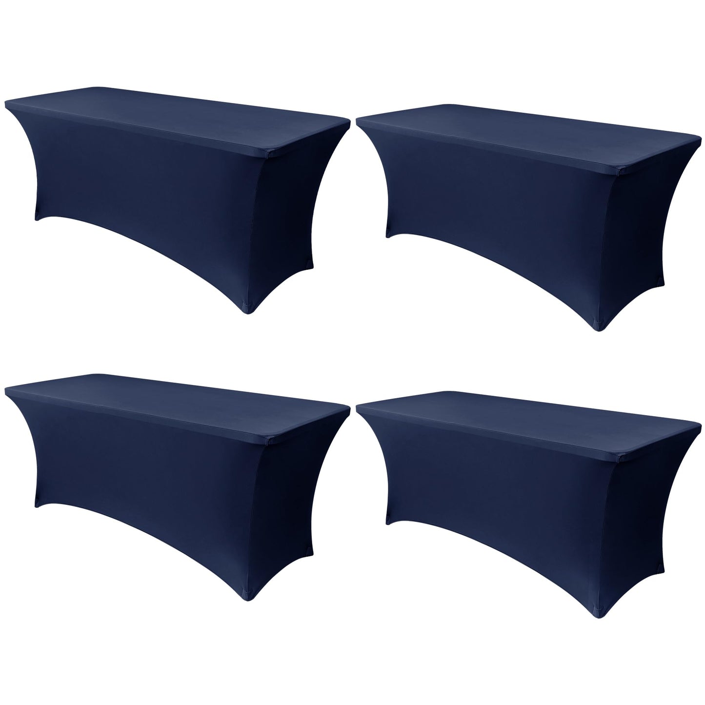 Obstal 6ft Stretch Spandex Table Cover - 4 Pack Universal Rectangular Fitted Tablecloth Protector for Wedding, Banquet and Party (Navy Blue, 72L x 30W x 30H Inches)