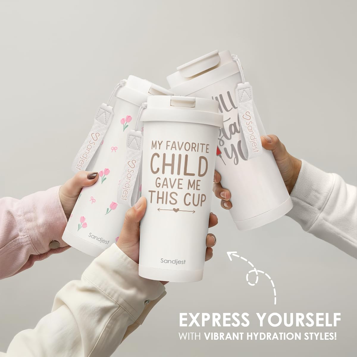 Mom Gift from Son Daughter, Stainless Steel 2-in-1 Lid Coffee Tumbler 18 oz, My Favorite Child Gave Me This Cup Insulated Travel Mug for Women Mother Mama, Gift Idea for Birthday Christmas Mothers Day