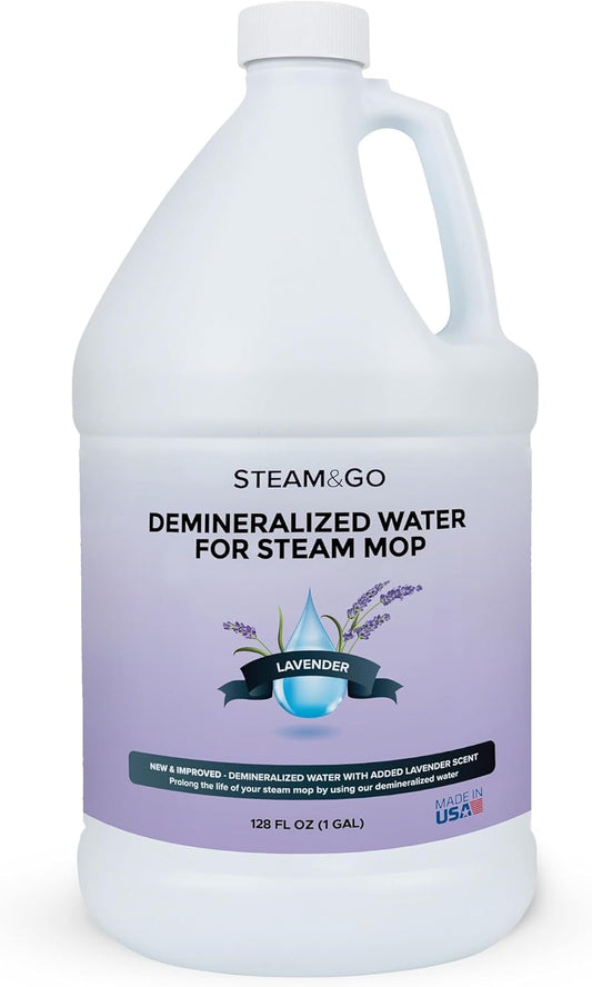 Steam & Go Demineralized Water | PVC-Free Steam Cleaner Solution for All Mops - Lavender Scent, 128 Fl Oz
