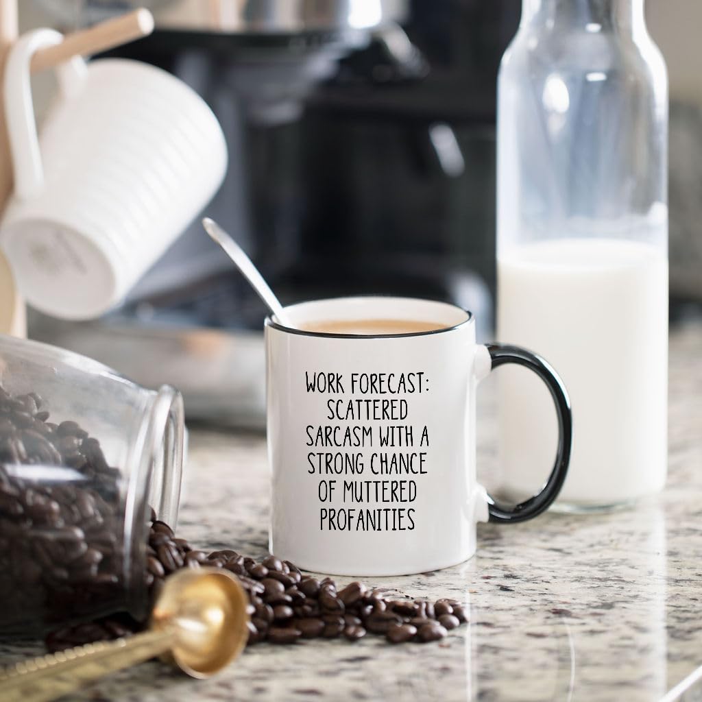 Gelid Work Forecast Coffee Mug - Funny Coworker Birthday Gift Idea for Him or Her – Present for Boss Employer Bestfriend - Sarcastic Gag Going Away Farewell - 11 oz Cup Novelty Drinkware