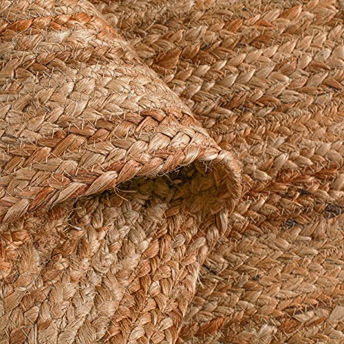 Hausattire 4ft Round Natural Jute Braided Area Rug - Handmade, Durable, Reversible