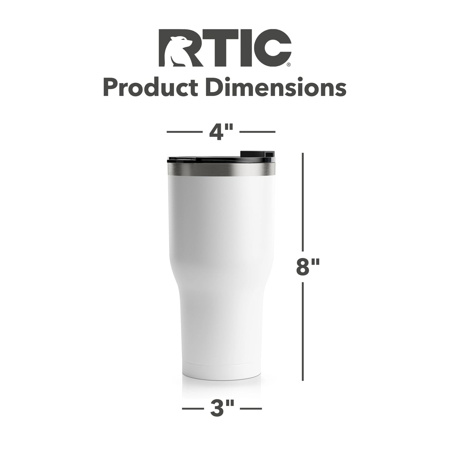 RTIC 30 oz Insulated Tumbler Stainless Steel Coffee Travel Mug with Lid, Spill Proof, Hot Beverage and Cold, Portable Thermal Cup for Car, Camping, White