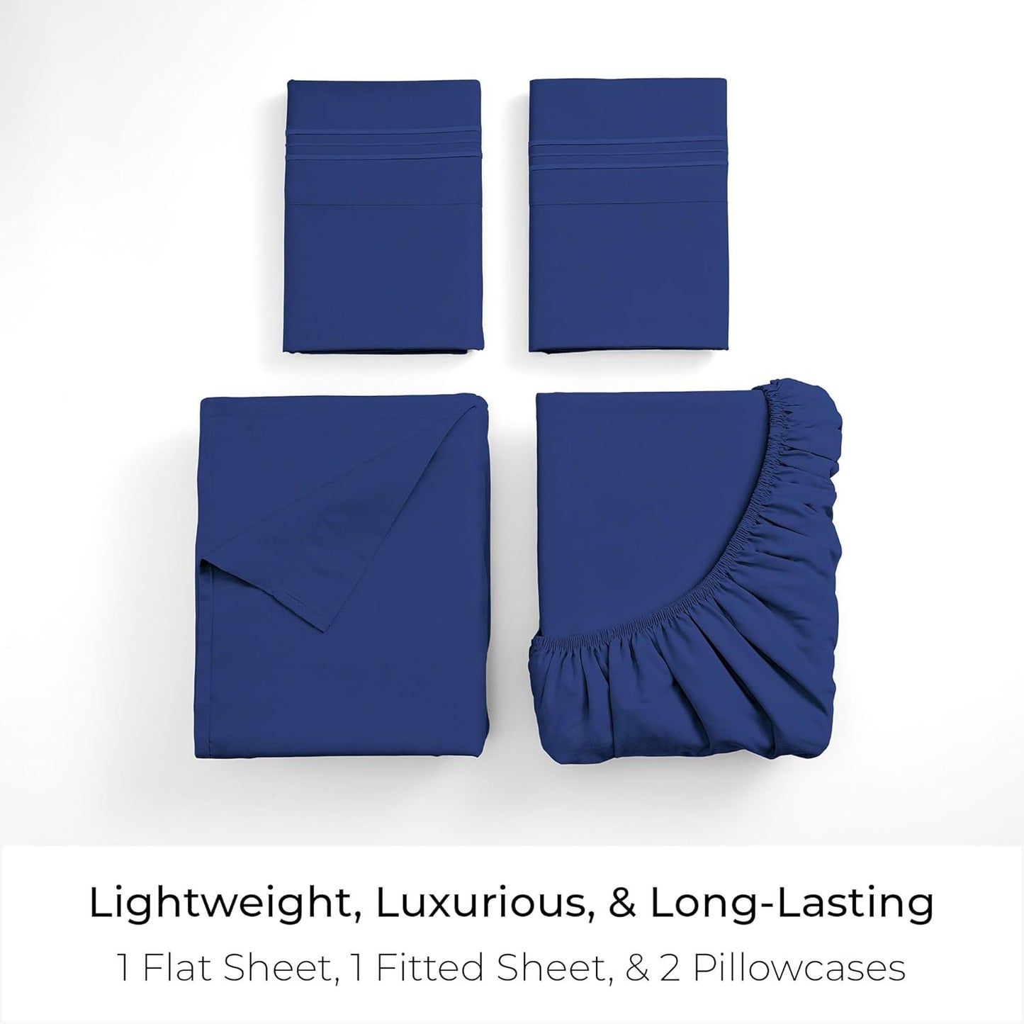 Mellanni Queen Sheets Set - 4 PC Luxury Cooling Bedding - Extra Soft, Wrinkle & Stain Resistant (Royal Blue)