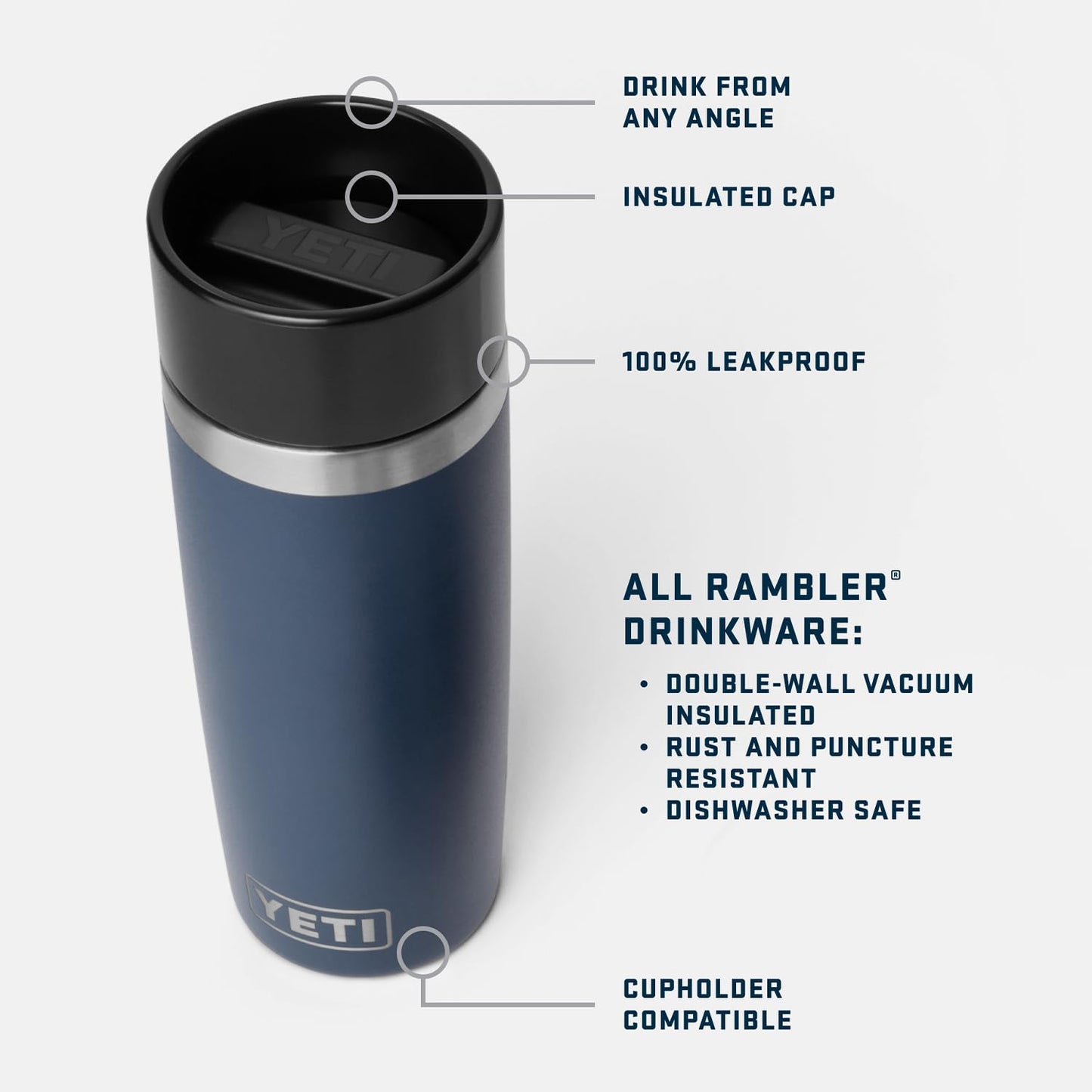 YETI Rambler 16 oz Travel Bottle, Stainless Steel, Vacuum Insulated with Leakproof Commuter Cap, Cherry Blossom