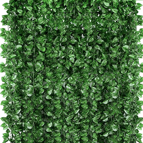 Epipremnum Aureum Fake Greenery Garland - 96 Pcs, 7.5ft Each, Wall & Garden Decor