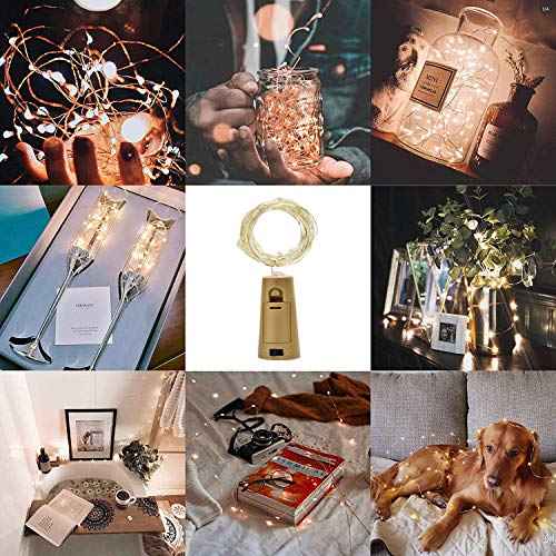 Wine Bottle Lights with Cork, 6 Pack Mini Fairy String Lights Battery Operated with 6 Replacement Batteries, Party Decoration for Wedding Christmas Halloween Bar Mason Jar - Warm White