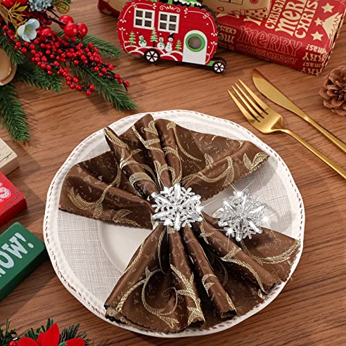 Remerry Christmas Snowflake Napkin Rings Set - Holiday Table Decor