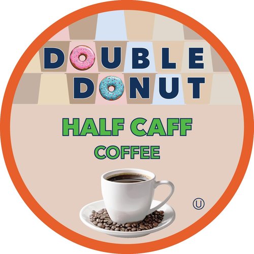 Double Donut Coffee Half Caff Pods - Single Serve Medium Roast for Keurig | 80 Count
