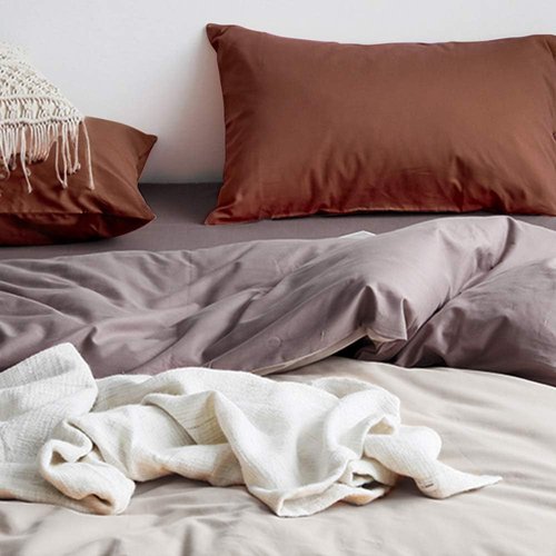 FLXXIE Queen Pillow Cases - Soft Microfiber Covers with Envelope Closure, 2-Piece Set, 20x30, Brown