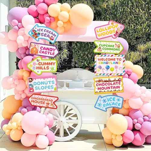 JOETMAE 20PCS Candyland Party Decorations, Welcome to Candyland Sign, Candy Land Themed Birthday Party Supplies Halloween Trunk or Treat Car Decor, Christmas Decorations