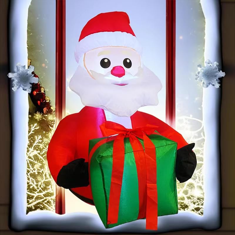 3.3FT Inflatable Santa Claus with Gift Bag Light-Up Holiday Decor for Christmas Indoor & Outdoor