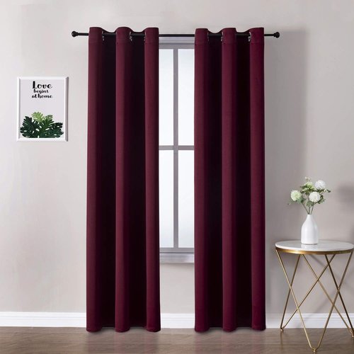 ChrisDowa Blackout Curtains - Thermal Insulated Room Darkening Panels, Burgundy Red, 42W x 84L (Set of 2)