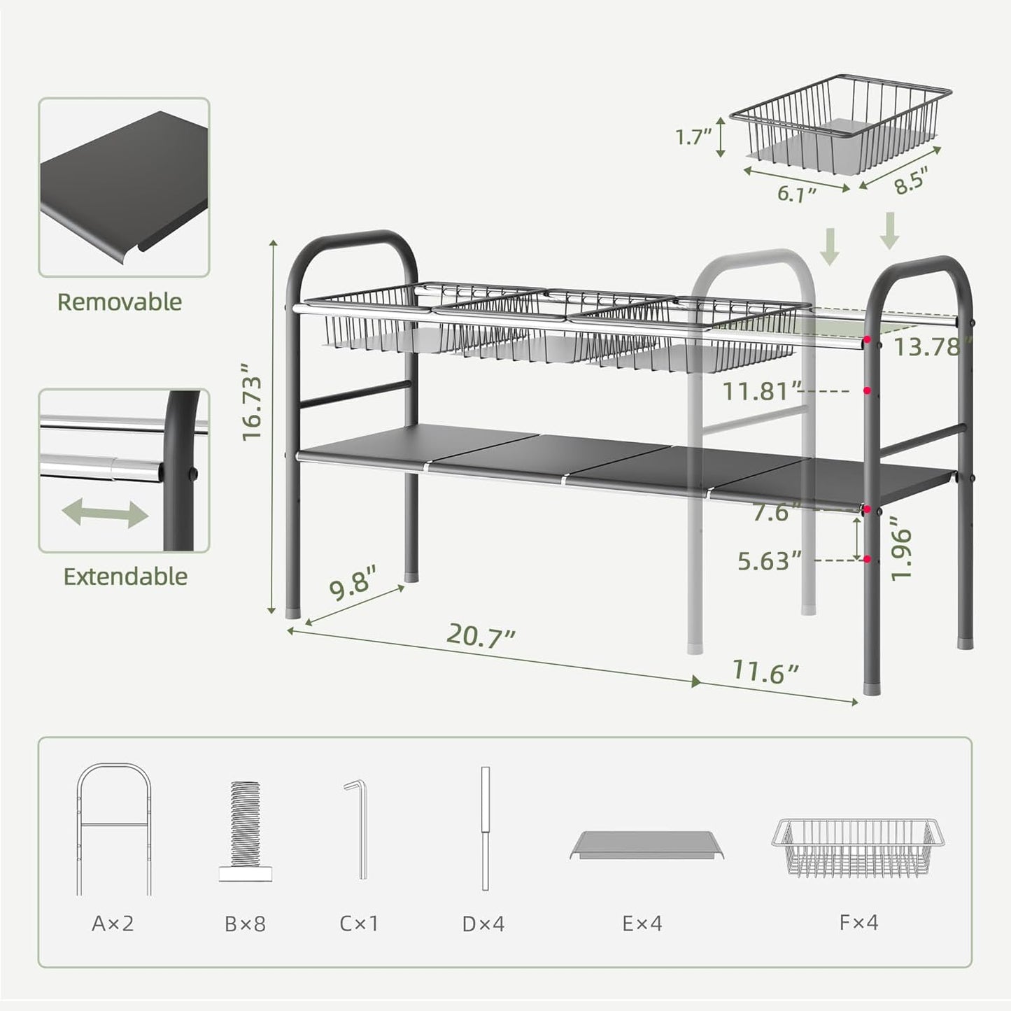 NETEL Under Sink Organizer - 2-Tier Expandable Cabinet Shelf with 4 Baskets & Panels | Ideal for Kitchen & Bathroom Storage