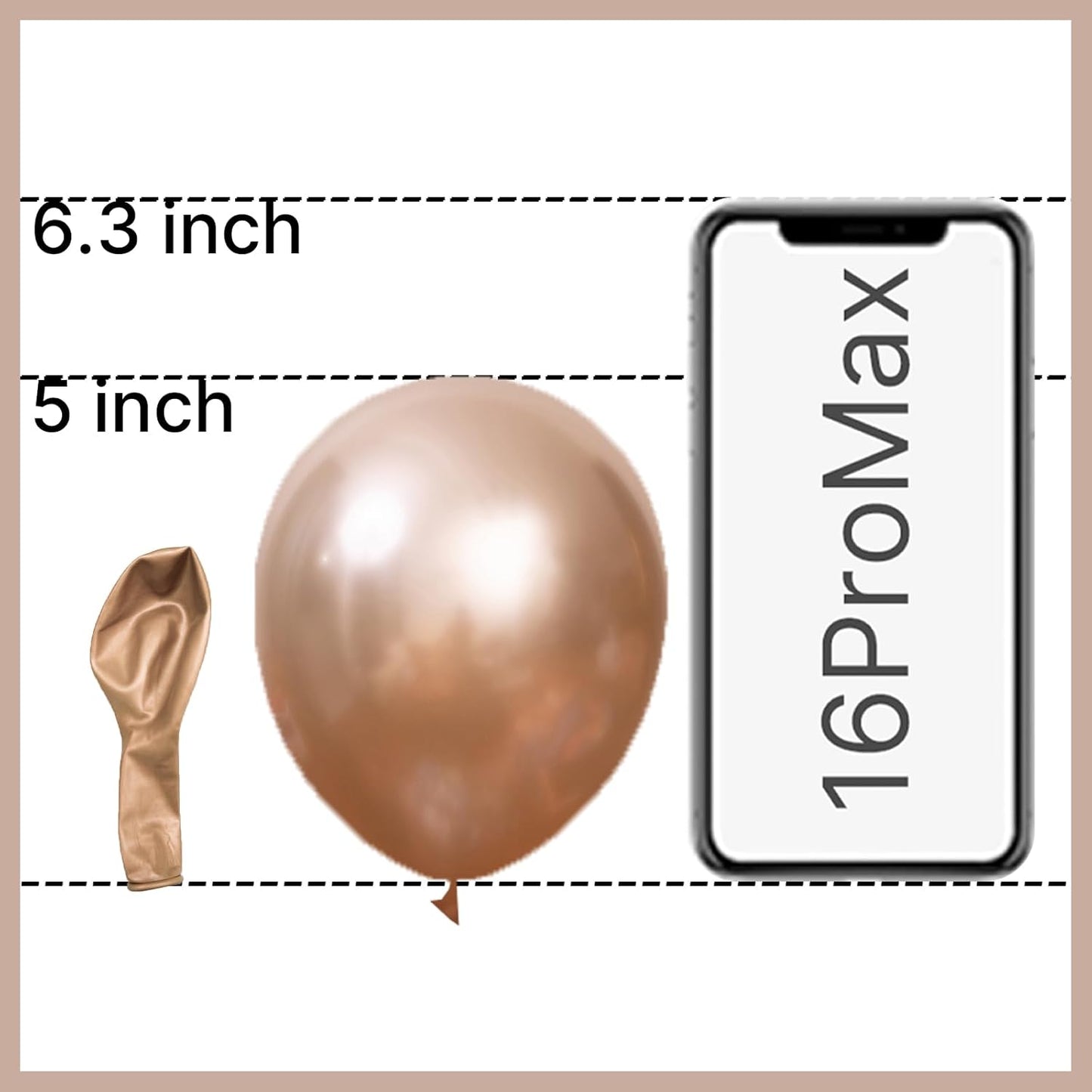 PartyWoo Metallic Rose Gold Balloons - 50pcs 5-Inch Chrome Latex for Weddings & Celebrations