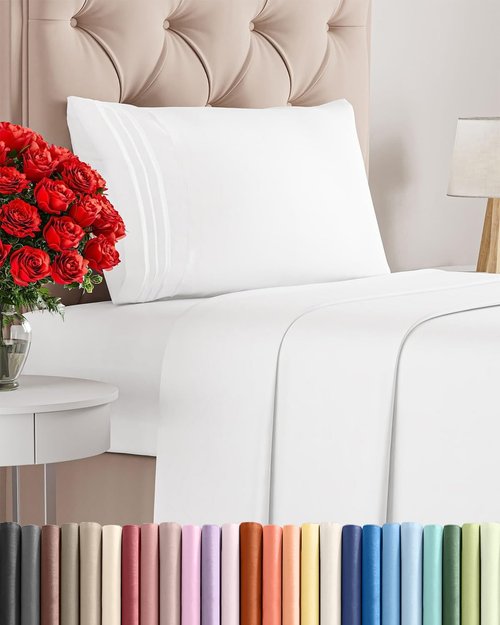 Hotel Luxury Twin Size 3-Piece Sheet Set - Comfy, Breathable & Cooling Bedding - Ultra-Soft, Deep Pockets - Oeko-Tex Certified - White