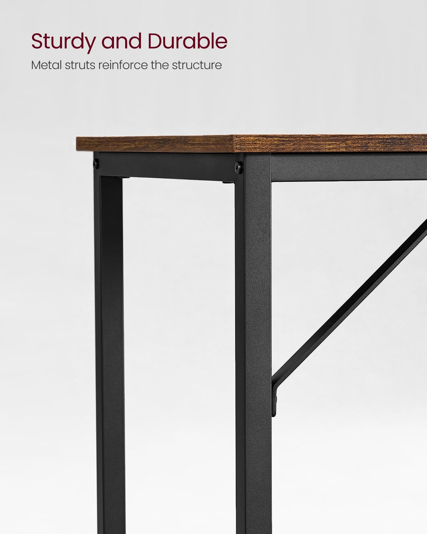 VASAGLE Computer Desk, Office Work Desk, 39.4 x 19.7 x 29.9 Inches, for Study, Bedroom, Home Office, Living Room, Rustic Brown and Ink Black ULWD41X