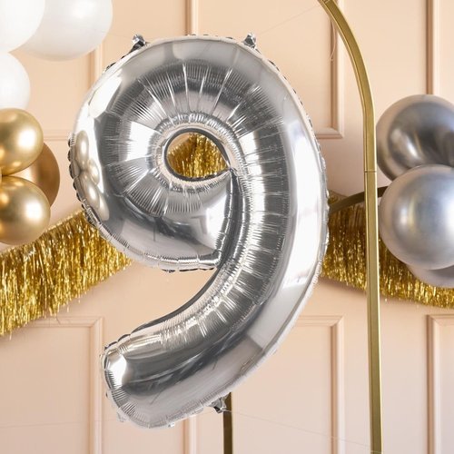 Generic 32 Inch Silver Number Balloons Foil Balloons 0 to 9 for Birthday Anniversary New Year Graduation Decor Balloon Decoration (Number 9)