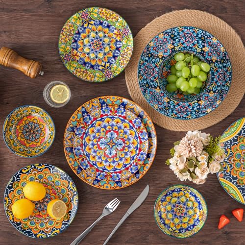 Vancasso Bohemian Style Dinnerware Set for 4 - 12 Pieces, Plates & Bowls