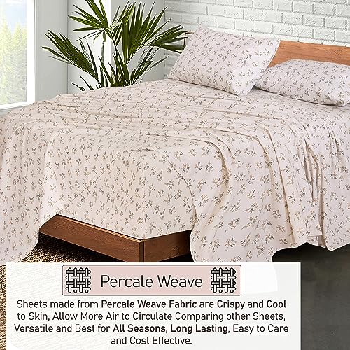 RUVANTI Queen Cotton Percale Sheet Set - Cool, Breathable Bedding, Twin & Queen Sizes