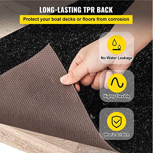 Black Marine Carpet 6ft x 18ft Waterproof Indoor Outdoor Rug Roll - Boat, Patio, Deck, Porch Variation