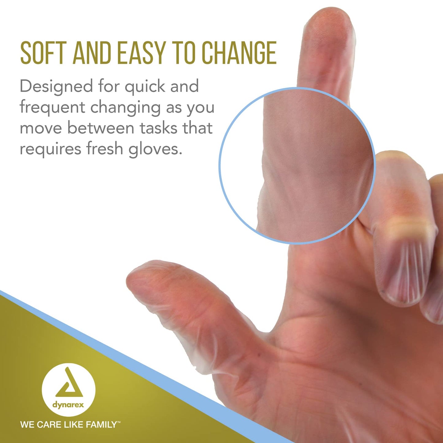 Dynarex Safe-Touch Vinyl Disposable Exam Gloves, Powder-Free, Food Safety and Compliance, Ambidextrous, Clear, Small, 1 Case - 10 Boxes of 100 Gloves